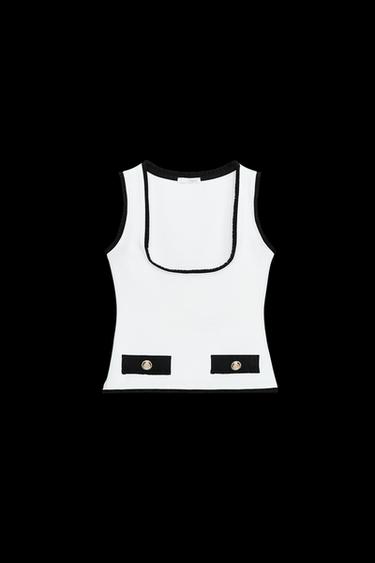 TOP CHALECO STRETCH CONTOURING - Blanco de Zara - Imagen 0