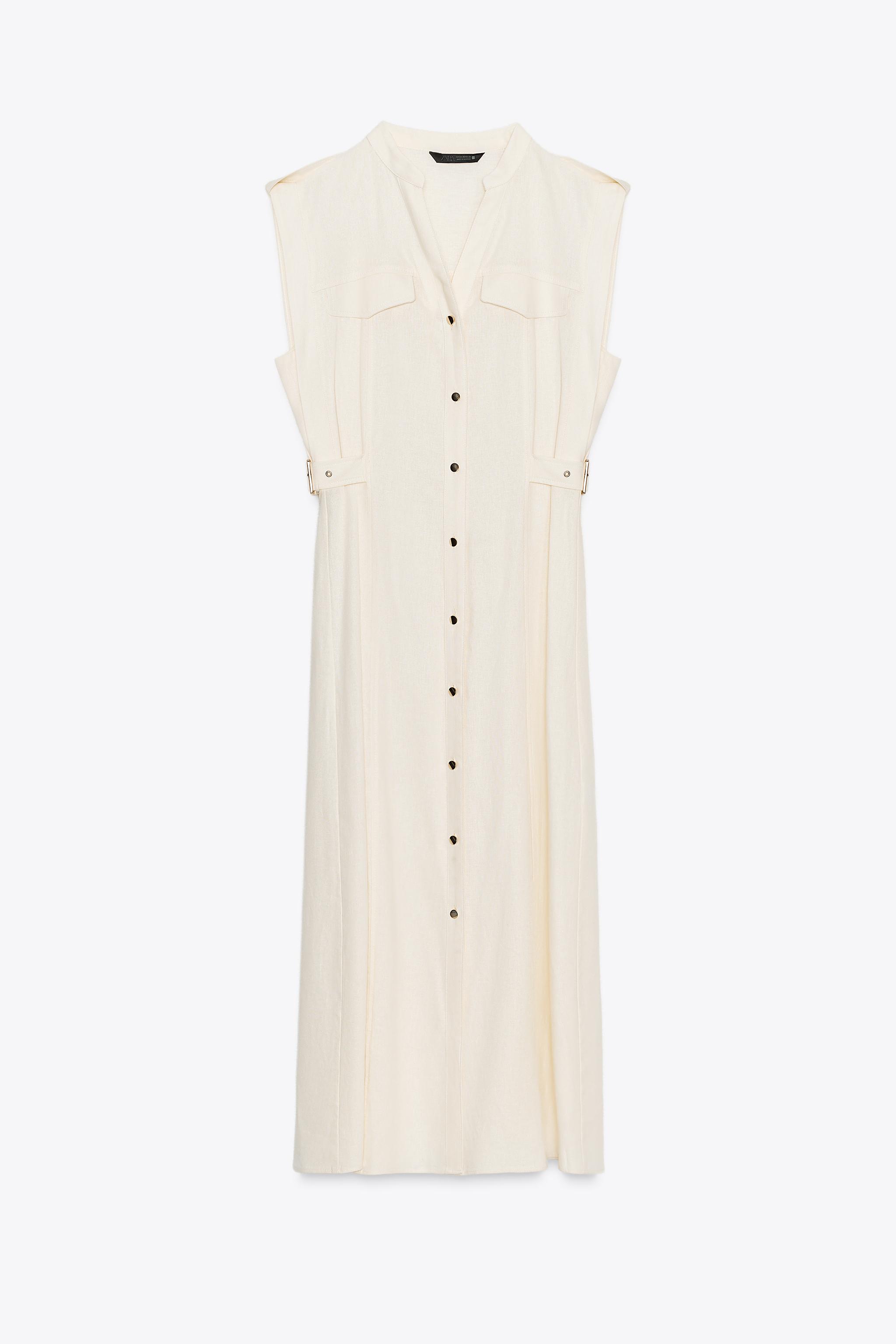 ROBE MIDI À PASSANTS AVEC LIN