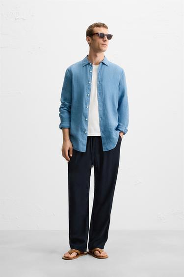 بنطلون RELAXED FIT لايوسيل - بحري الخاص بـ Zara