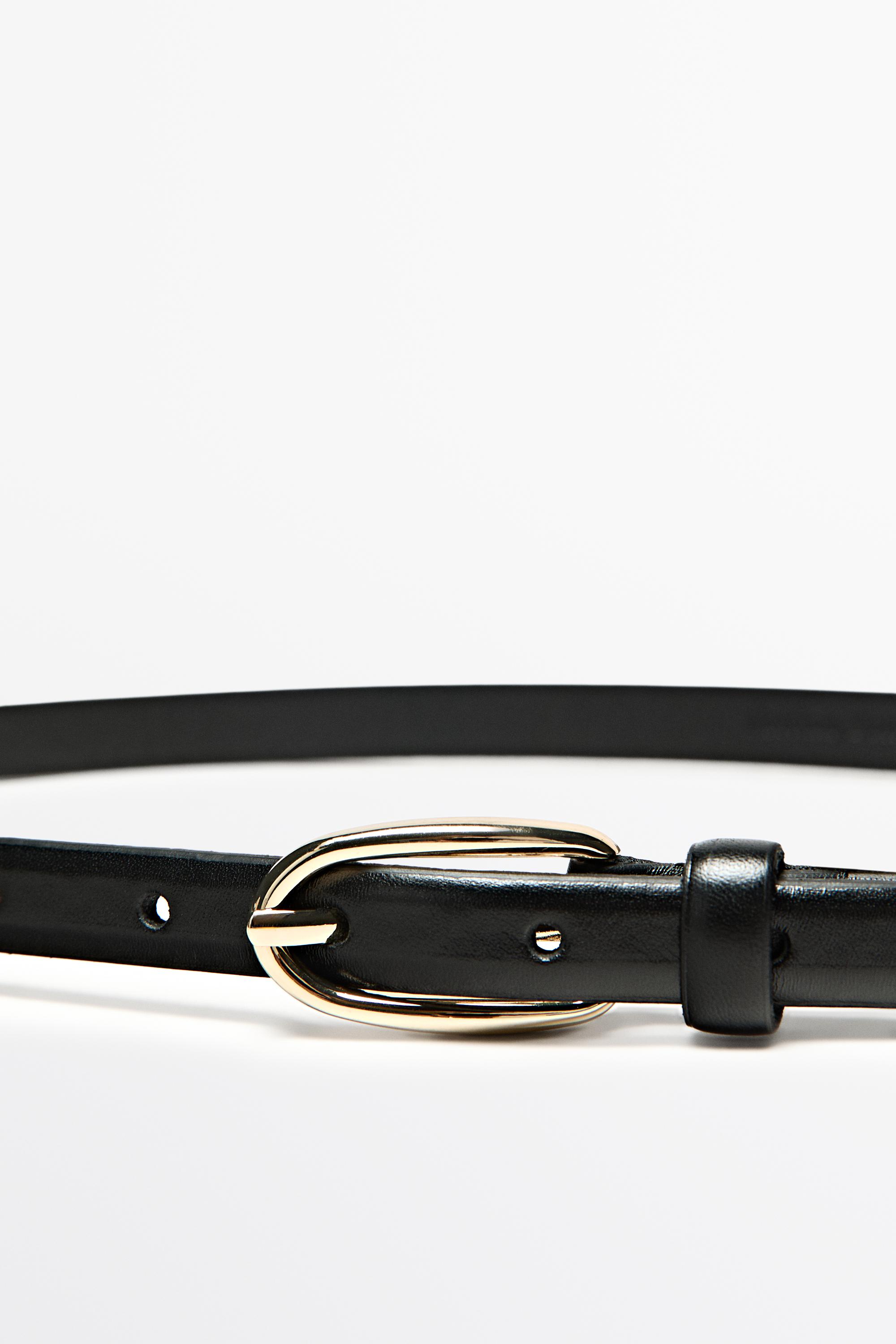 Ceinture à boucle ovale en cuir nappa