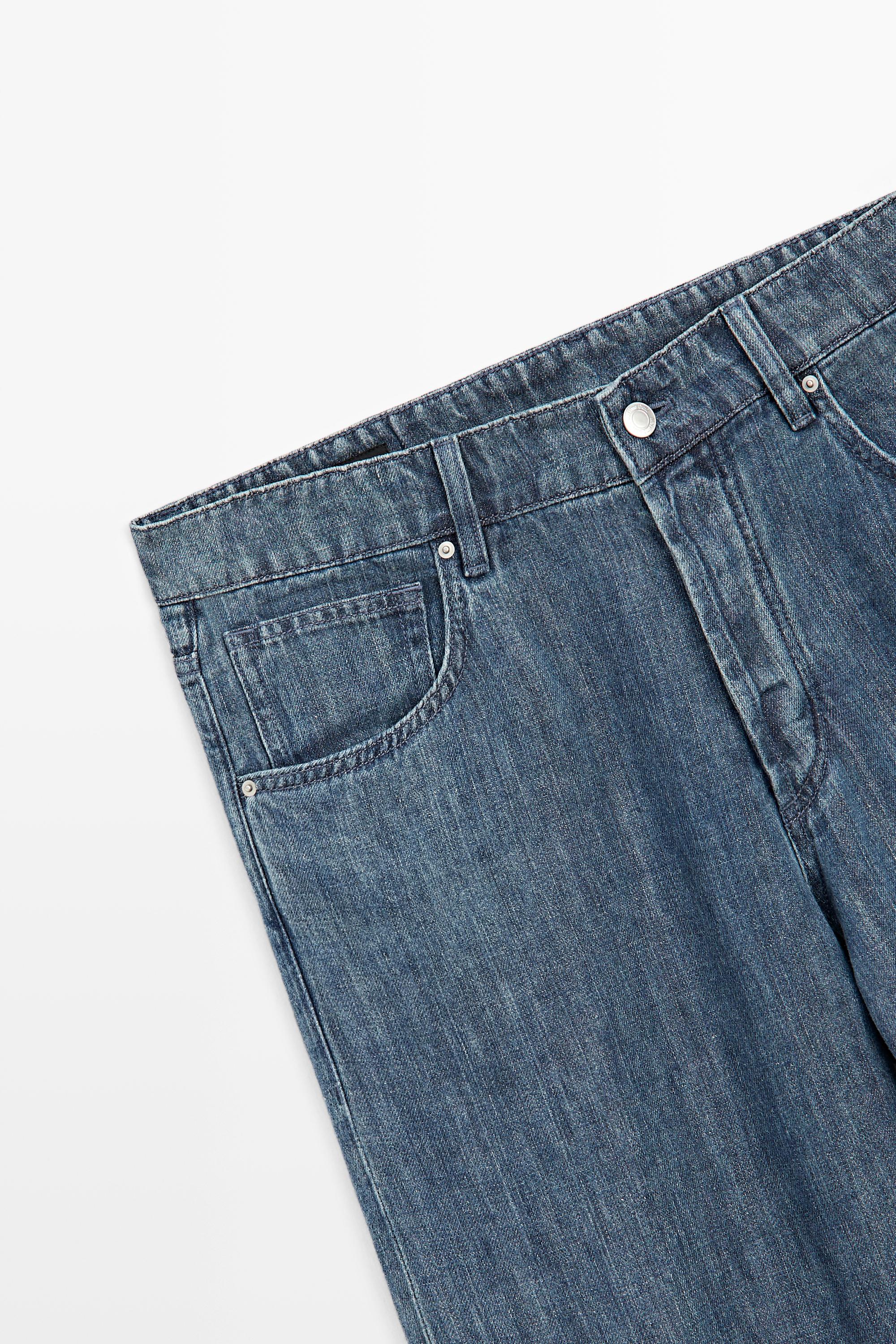 100% linen wide-leg jeans