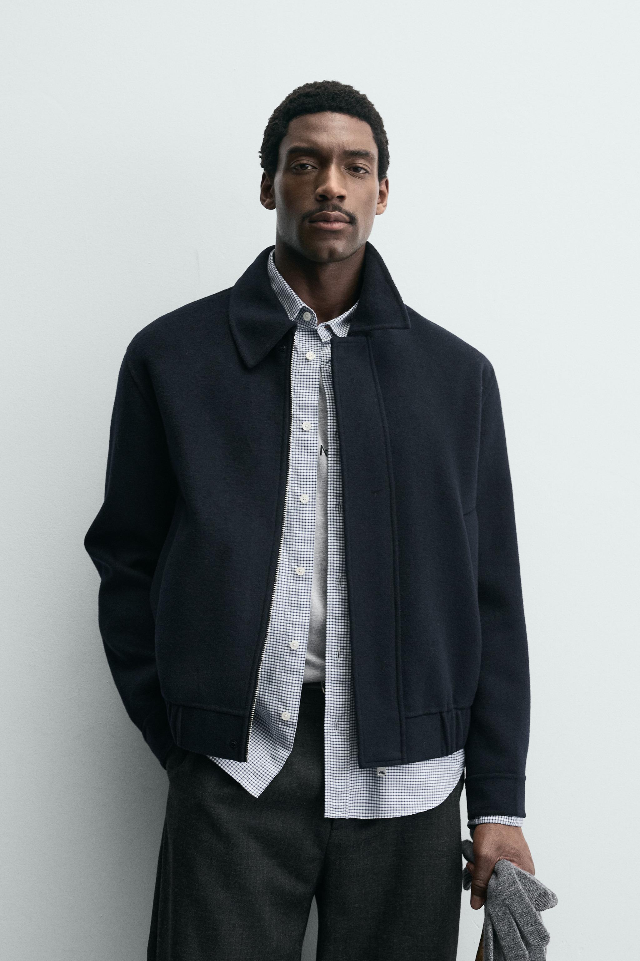 WOOL BLEND CROPPED FIT OVERSHIRT