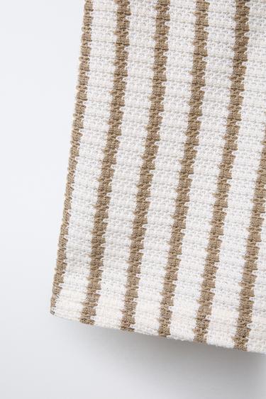 TEXTURED STRIPE BERMUDA SHORTS - Ecru / Beige by Zara - Image 3