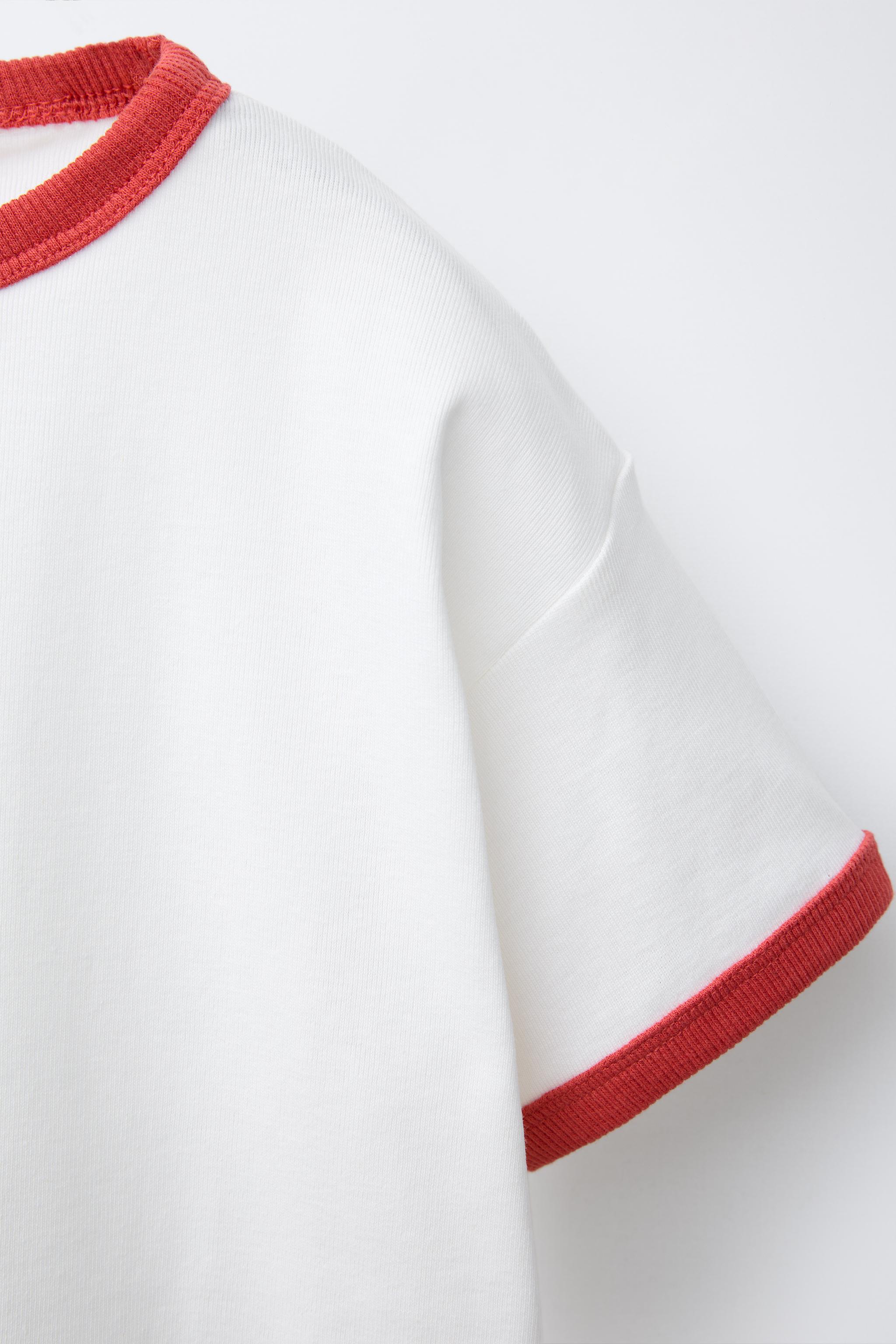コントラストトリムTシャツ - ターコイズブルー | ZARA Japan / 日本