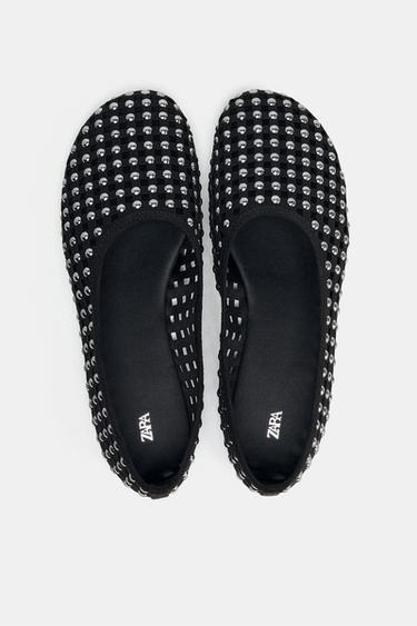 STUDDED MESH BALLERINAS - Black by Zara - Image 6