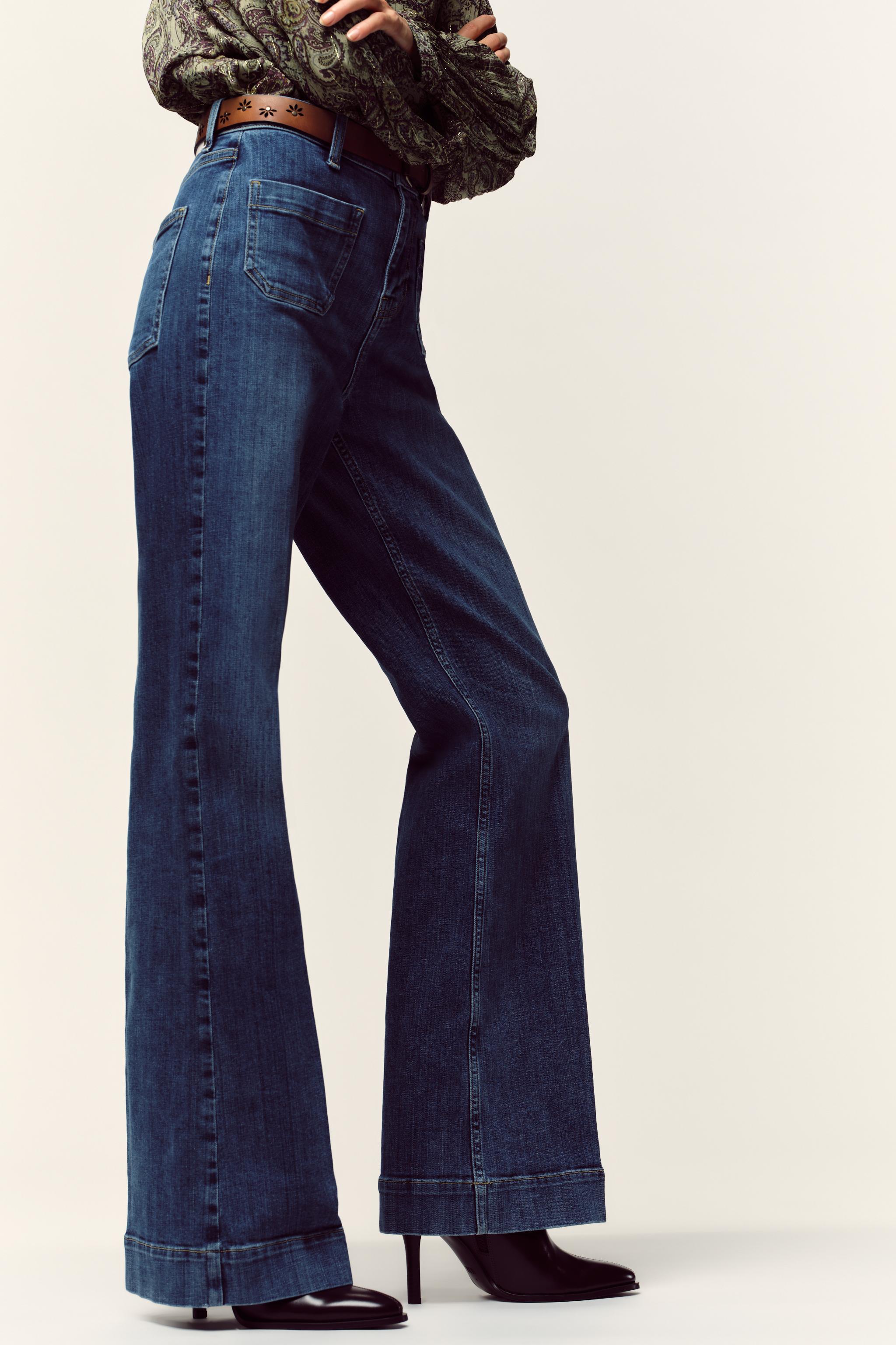 Z1975 FLARE HIGH WAIST JEANS WITH BELT - Blue | ZARA Canada