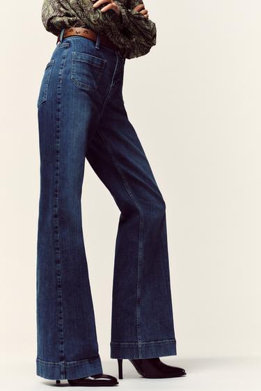JEANS Z1975 FLARE TIRO ALTO CINTURÓN - Azul de Zara