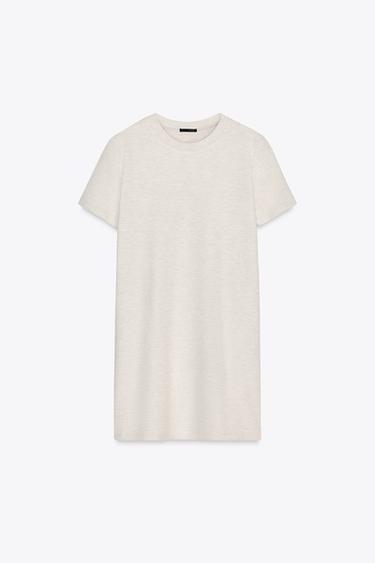 SHORT SLEEVE MINI DRESS - Beige marl by Zara