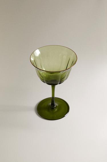 VERRE À PIED EN VERRE RELIEF NOËL - Vert de Zara - Image 1