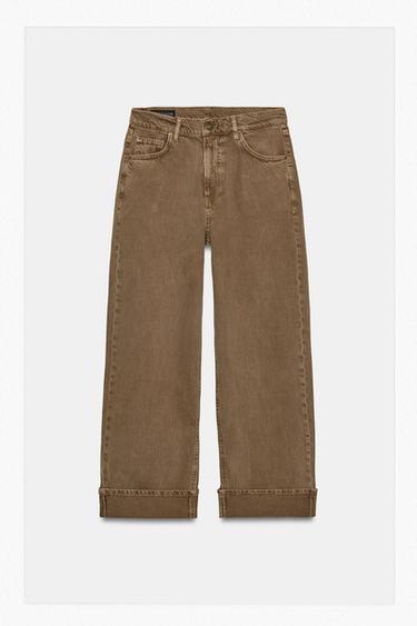 ZW COLLECTION BAGGY MID-WAIST JEANS - Brown by Zara