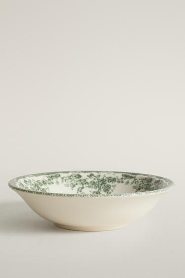 TIGELA DE CERÂMICA COM ESTAMPA FLORAL - Verde-oliva-escuro da Zara