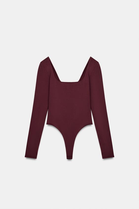 BODY EN POLYAMIDE À ENCOLURE CARRÉE - Vin de Zara - Image 5