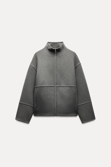 ZW COLLECTION JAKKE I ULDBLANDING - gråmeleret fra Zara