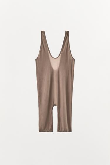 POLYAMIDE PLAYSUIT - Brown / Taupe by Zara - Image 4