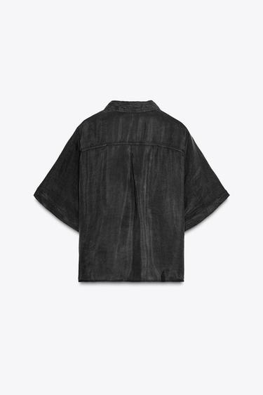 FLOWING SHIRT WITH POCKET - Black by Zara - Image 4