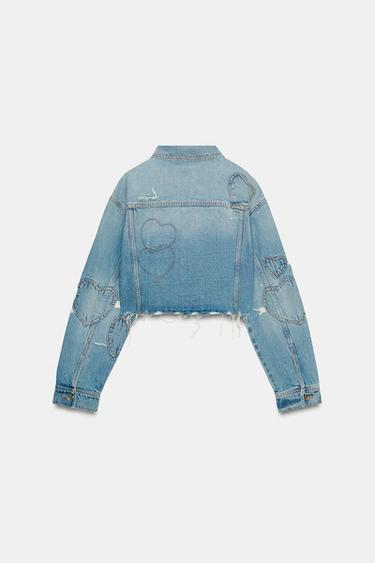 TRF DENIM JACKET WITH HEARTS - Blue by Zara - Image 5