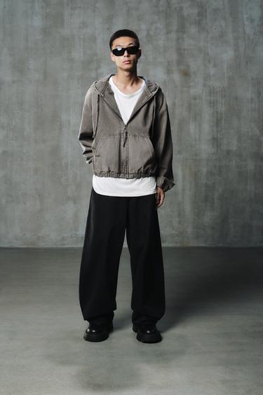 WASHED HOODED JACKET - Grey by Zara