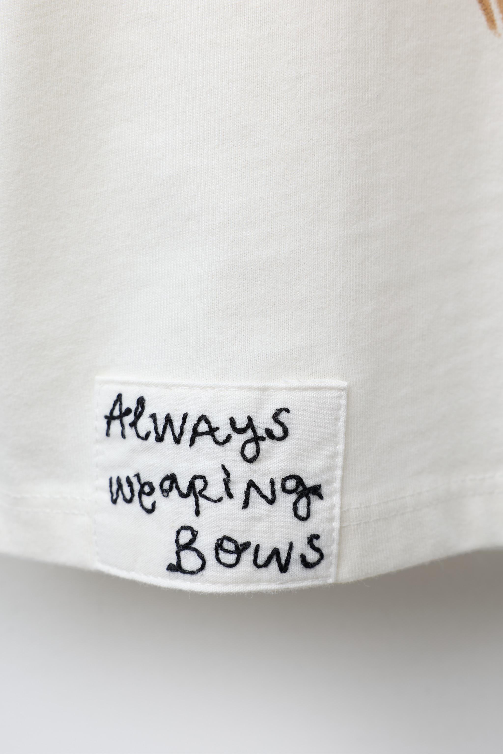 WATERCOLOR PRINT T-SHIRT WITH BOW