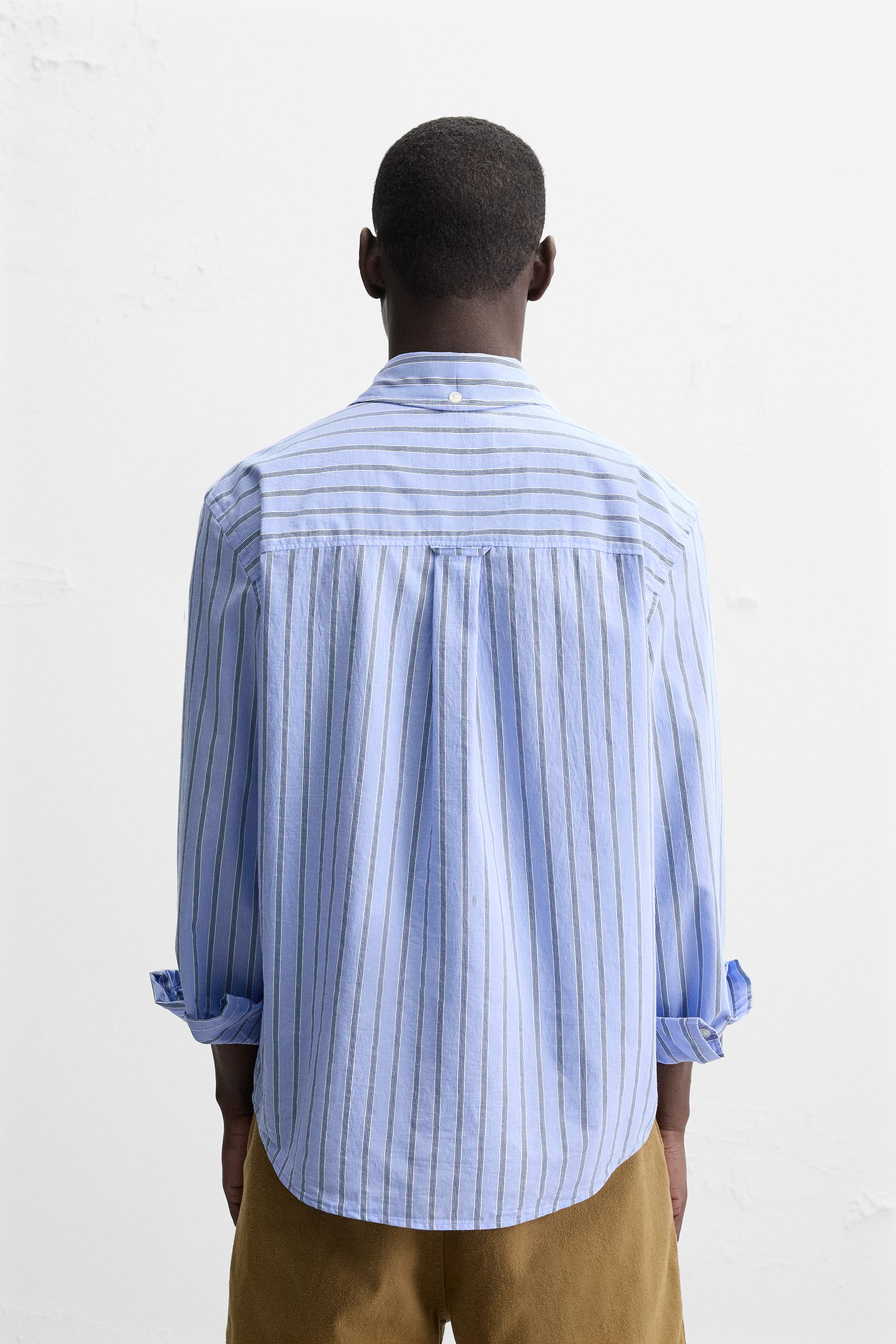 【ZARA】RELAXED FIT ストライプシャツ 空色 | 7545/191/403 ZARA】RELAXED FIT ストライプシャツ 空色 | 7545/191/403 (ZARA