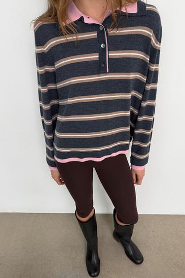 STRIPED COMBINED KNIT POLO SHIRT - Multicoloured by Zara