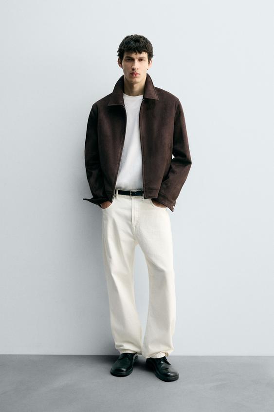 REGULAR FIT FAUX SUEDE JACKET