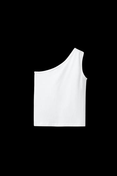 ASYMMETRIC EYELET TOP - White by Zara
