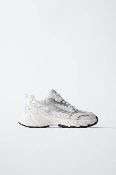 Zara MESH SNEAKERS - White