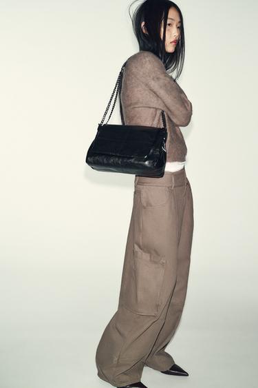 BOLSO DE HOMBRO SOLAPA ROCK - Negro de Zara - Imagen 0