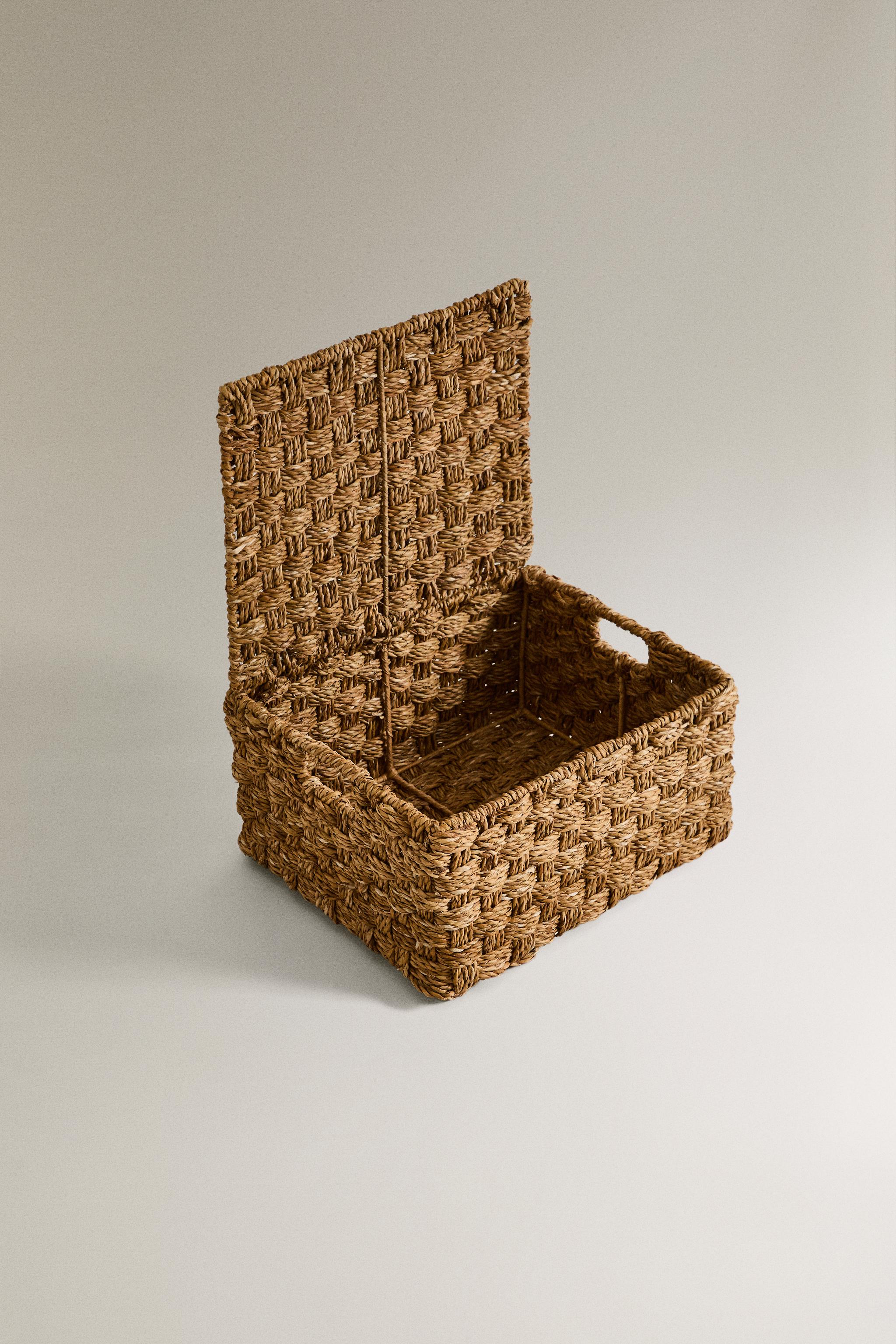 RECTANGULAR SEAGRASS BASKET WITH LID