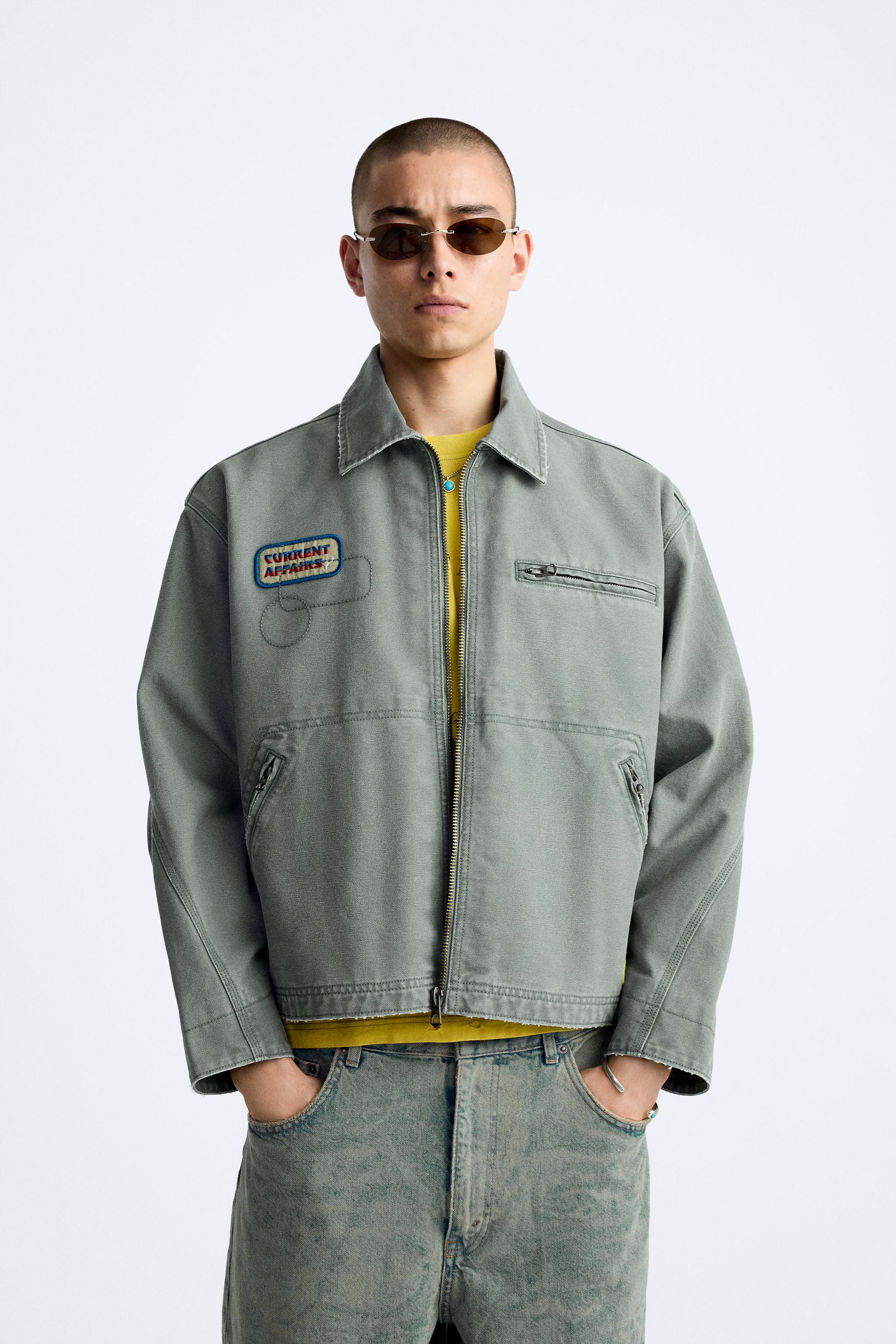 PATCH DETAIL OVERSIZE JACKET - Gray | ZARA United States