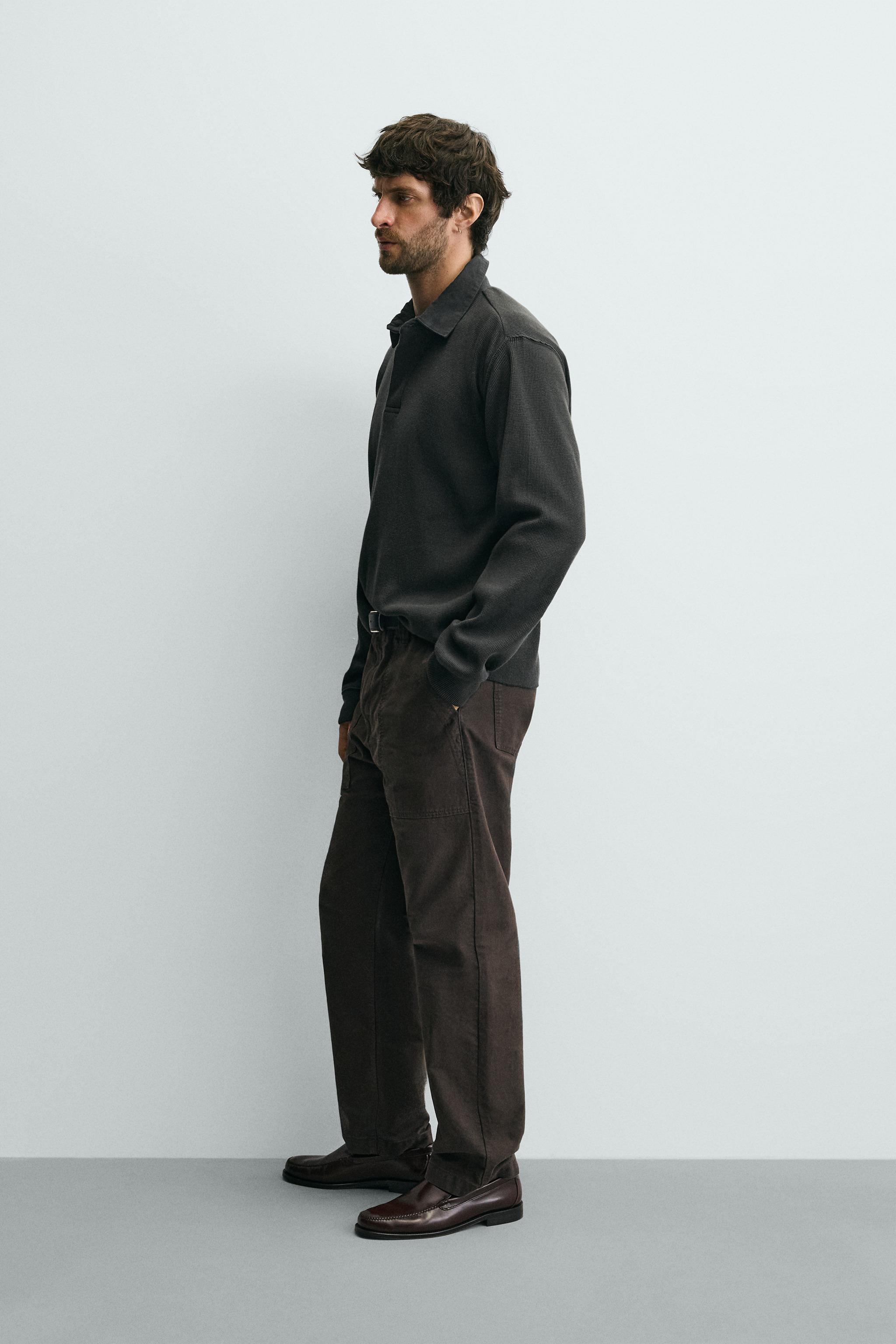 COMBINATION WAFFLE TEXTURED POLO SHIRT