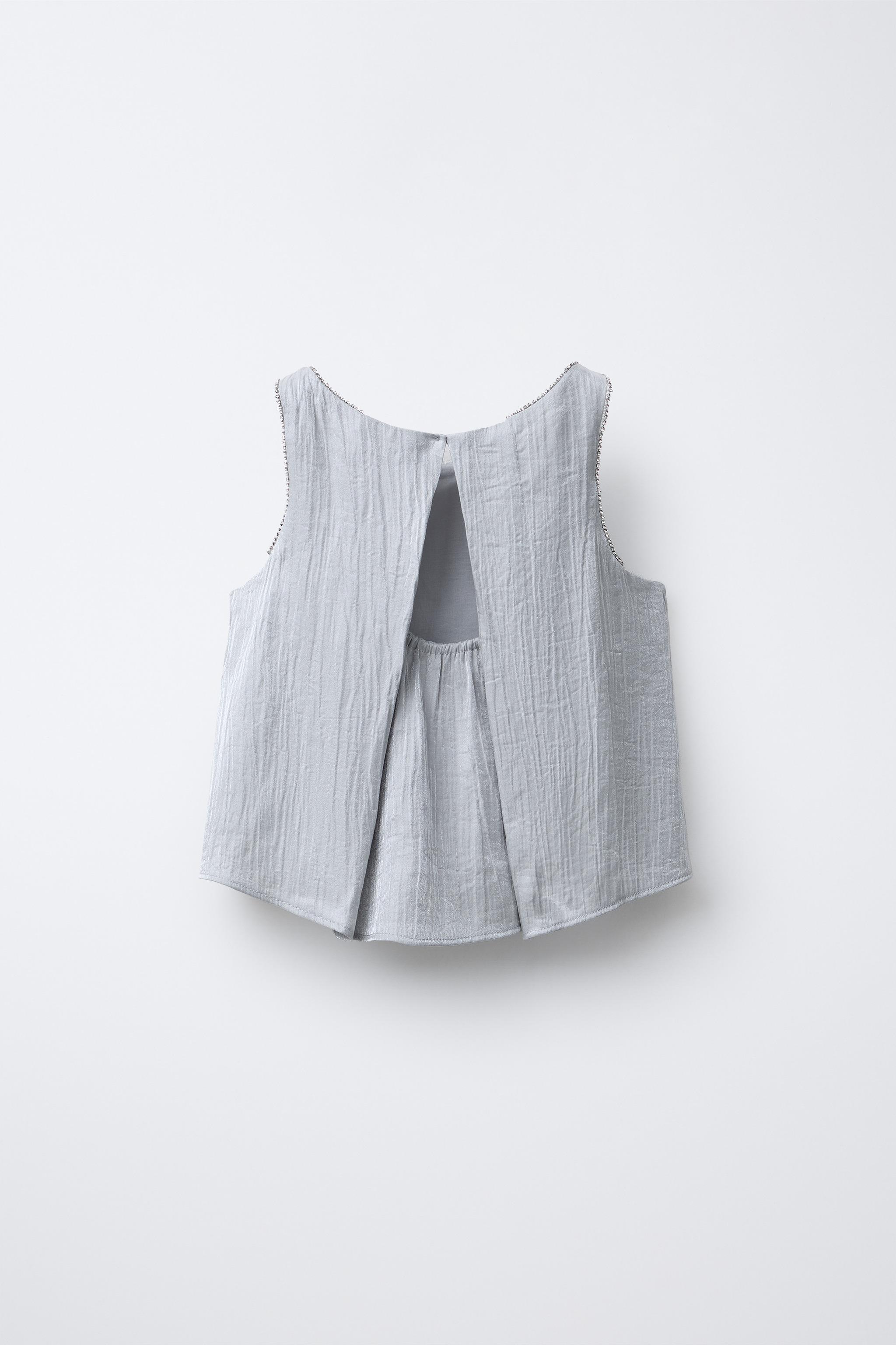 CRINKLED EFFECT SATIN TOP