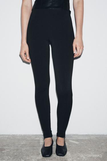 LEGGING CRÊPE À ZIP - Noir de Zara