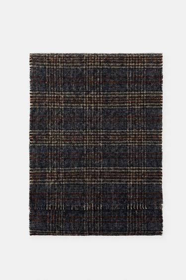 CHECKED SCARF WITH WOOL - Grey marl by Zara