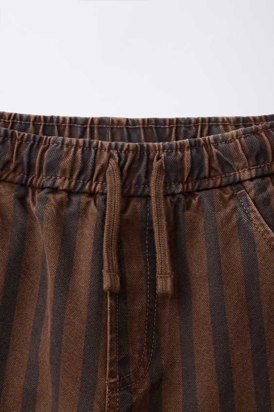 JEANS LARGE À RAYURES - Marron | ZARA France