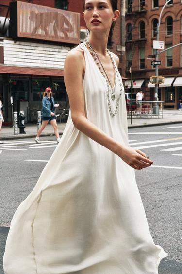 VESTIDO FLUIDO ESPALDA COMBINADA - Crudo de Zara