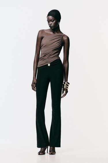 Zara ASYMMETRIC DRAPED BODYSUIT - Taupe gray