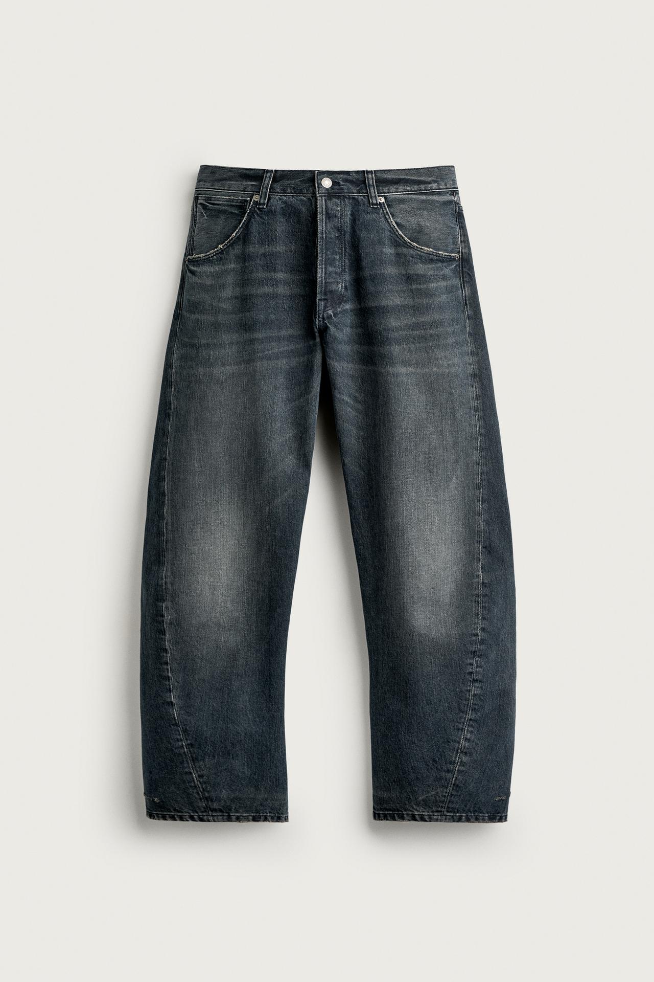 TWISTED-SEAM LOOSE FIT JEANS — Blue