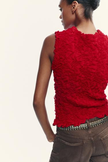 TEXTURED KNIT TOP - Red by Zara - Image 5