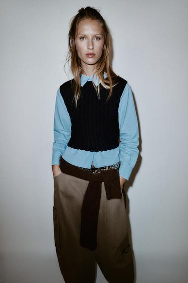 CHEMISE BIMATIÈRE EN POPELINE - Bleu marine de Zara - Image 3