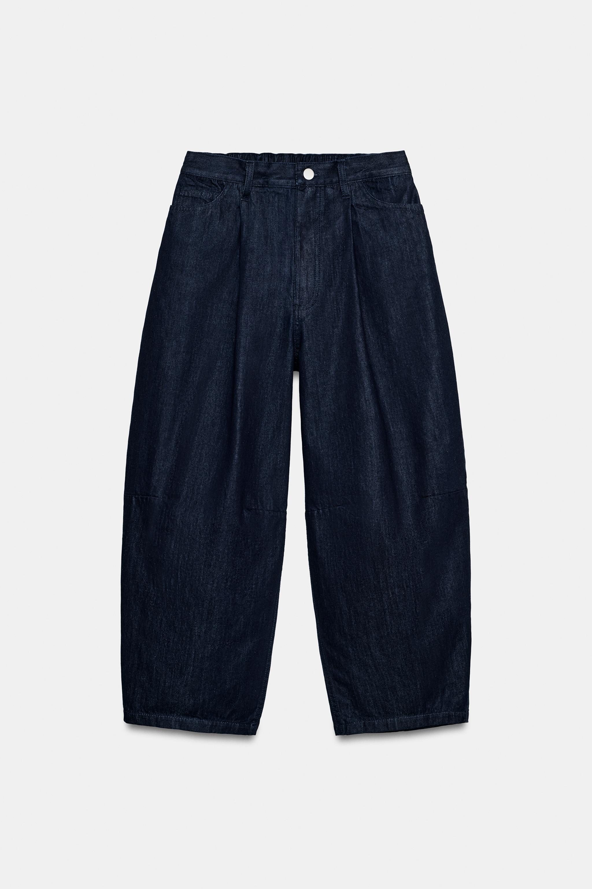 予約完売品 argue COTTON NYLON BALLOON FOODIE ZW COLLECTION HIGH-WAIST BALLOON JEANS - Blue | ZARA South Africa