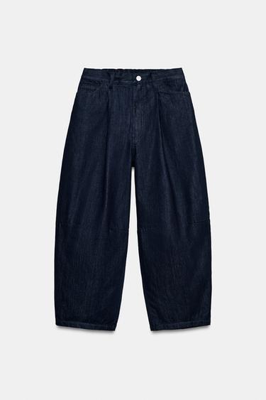 Zara ZW COLLECTION BALLOON HIGH-WAIST JEANS - Blue