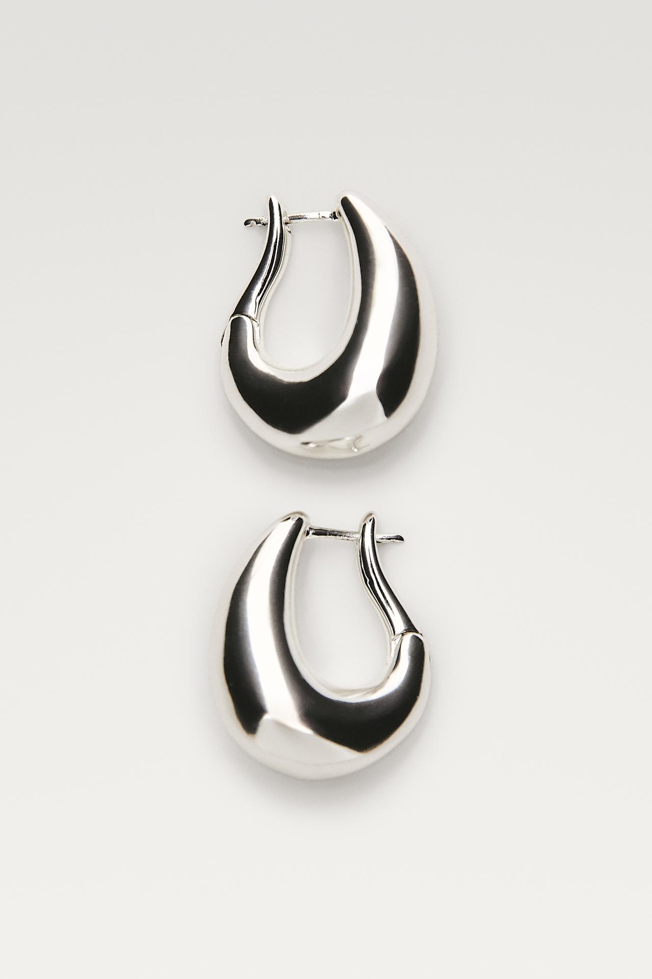 Teardrop detail hoop earrings — Silver