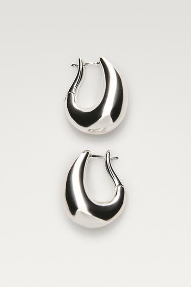 Teardrop detail hoop earrings — Silver 1