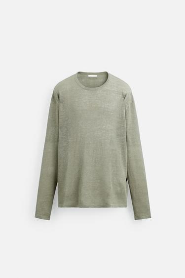 100% LINEN SWEATER - Beige by Zara
