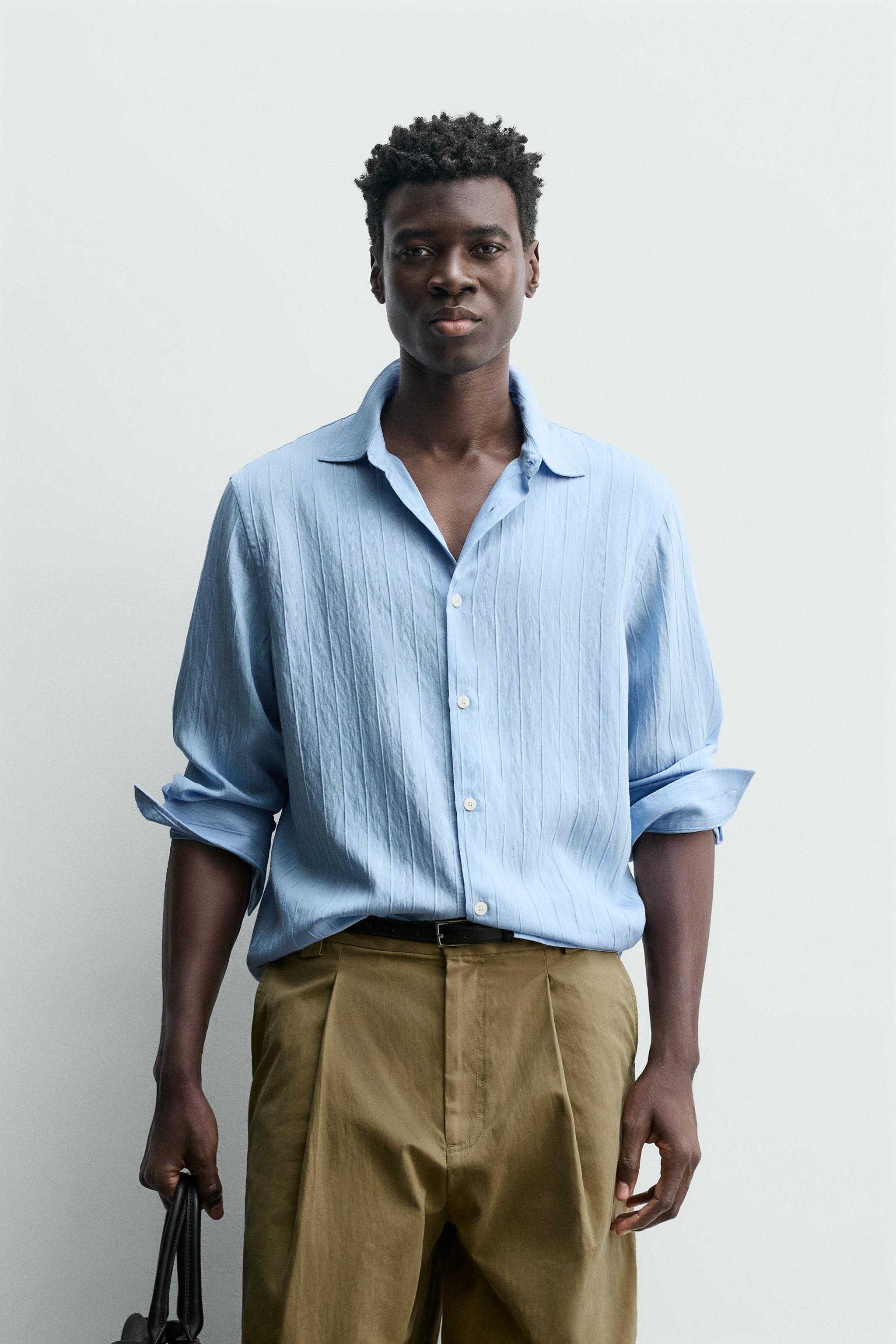 ストライプ柄ジャカードシャツ - ライトブルー | ZARA Japan / 日本