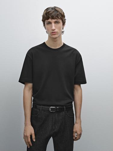 Zara 100% cotton medium weight T-shirt - Black