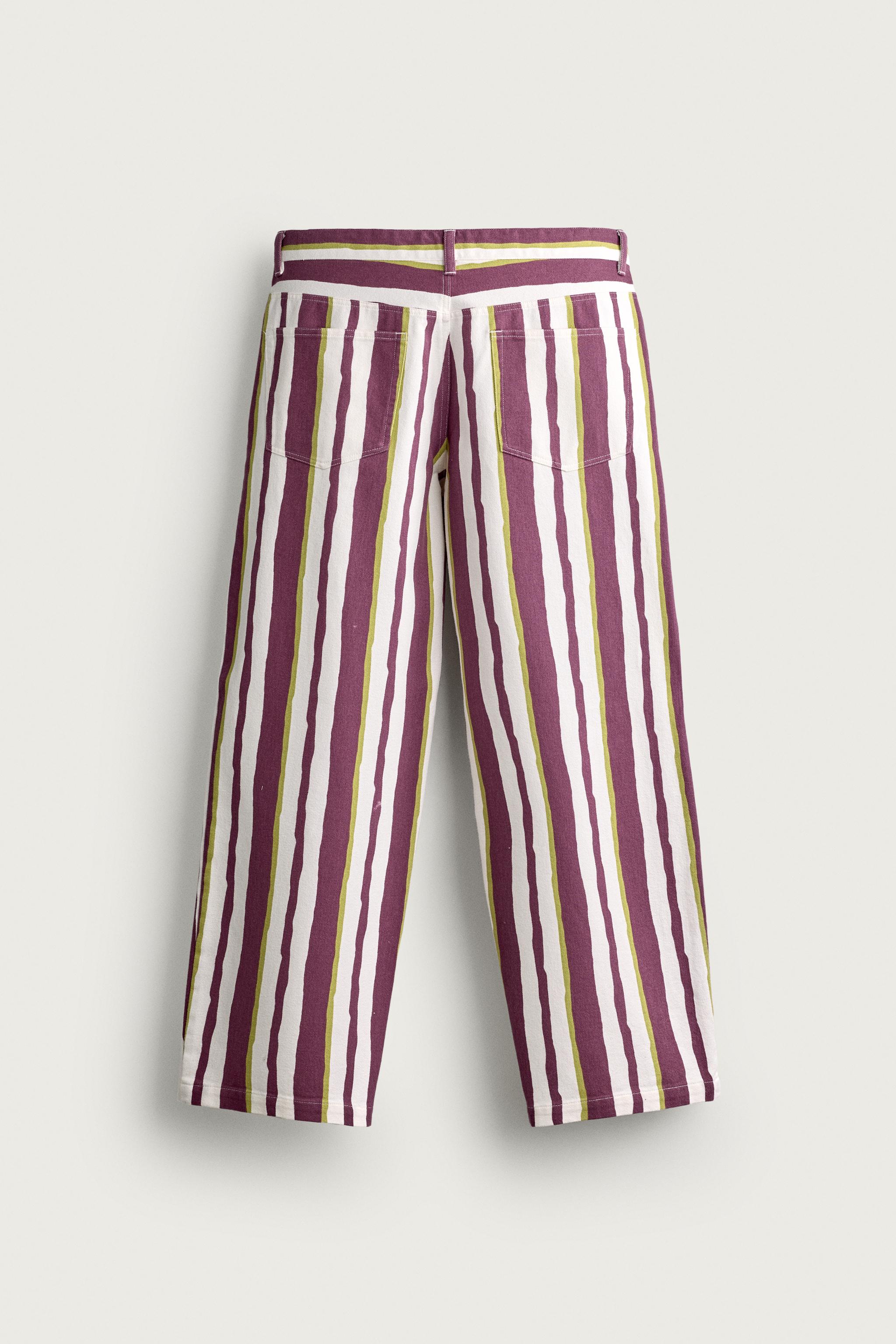 Zara ÇİZGİLİ STRAIGHT FIT PANTOLON görsel 7