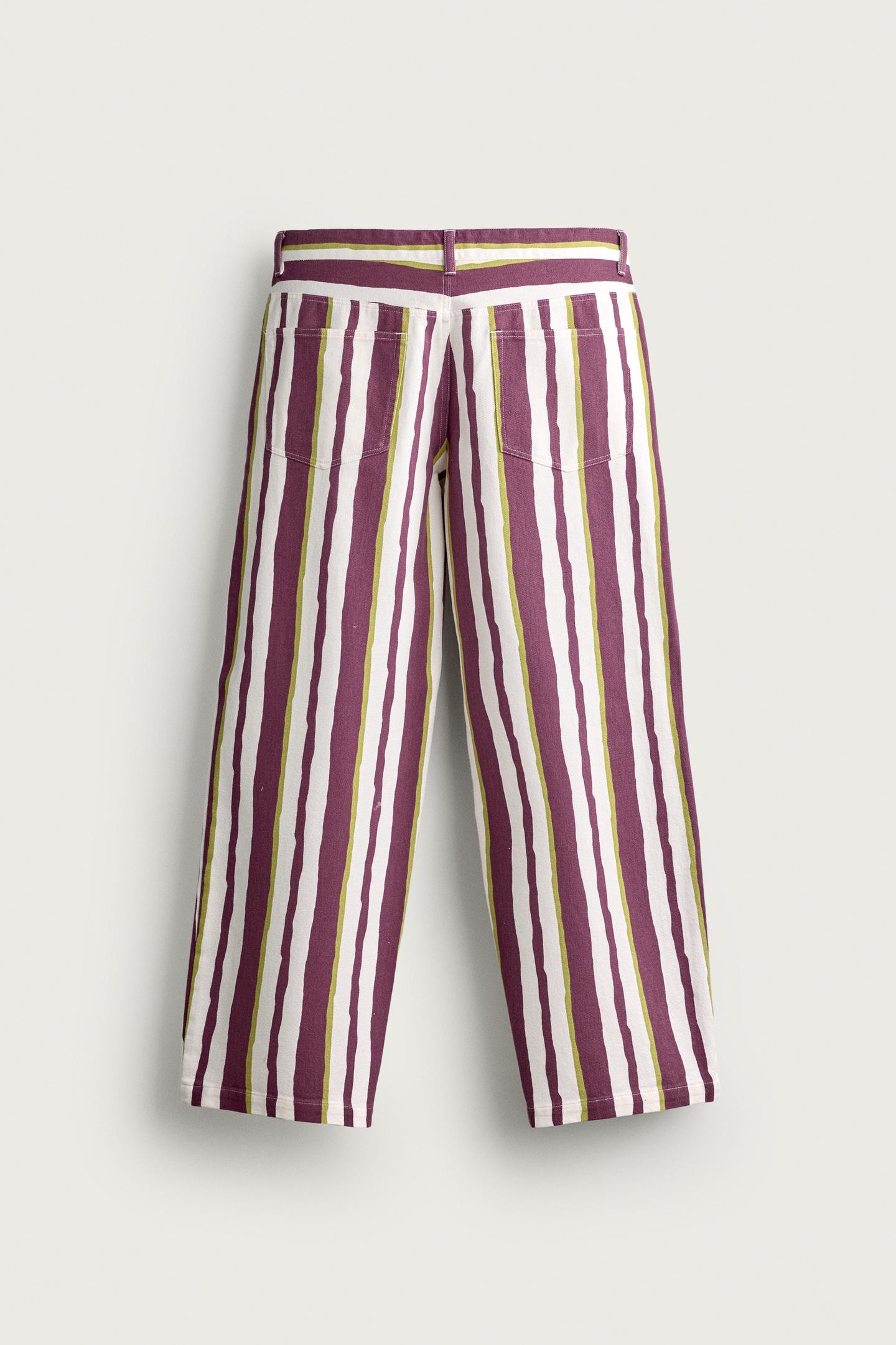 Мужские брюки Zara Striped Straight Fit, цвет: Фиолетовый — фото 7