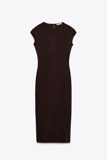 FITTED CREPE DRESS - Brown by Zara - Image 0